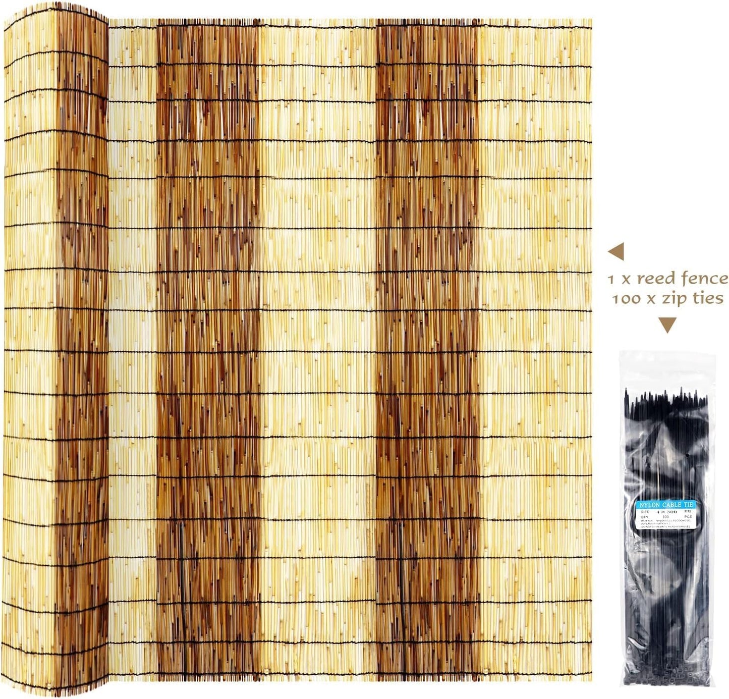 Natural Reed Fencing Rolls,5.5FT X 16.4FT Reed Screen Curtain Fence Covering Privacy Bamboo for