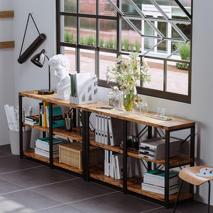 IRONCK Rustic Entryway Console Table, Long Hallway Table 47 in 3-Tier, TV Stand Entertainment