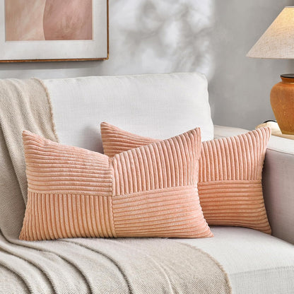 Fancy Homi 2 Packs Peach Lumbar Decorative Throw Pillow Covers 12x20 Inch for Living Room Couch Bed