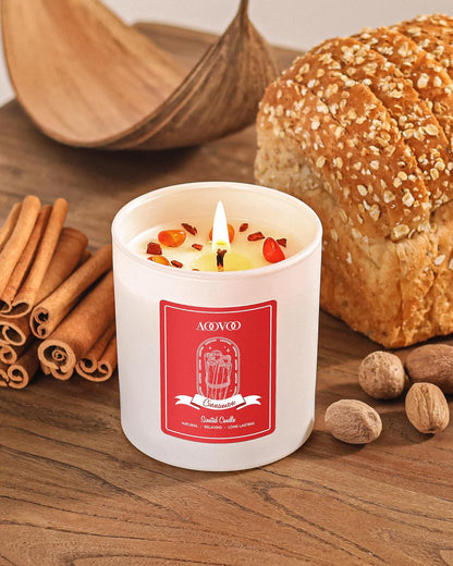 AOOVOO Cinnamon Scented Candles for Women - Aromatherapy Candle with Crystals Inside, 10oz Soy