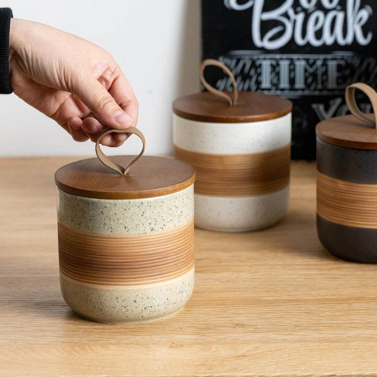 Spice Jars with Lid, Coffee Container Kitchen Food Storage Jars for Spice Sugar Tea Bag, Stackable