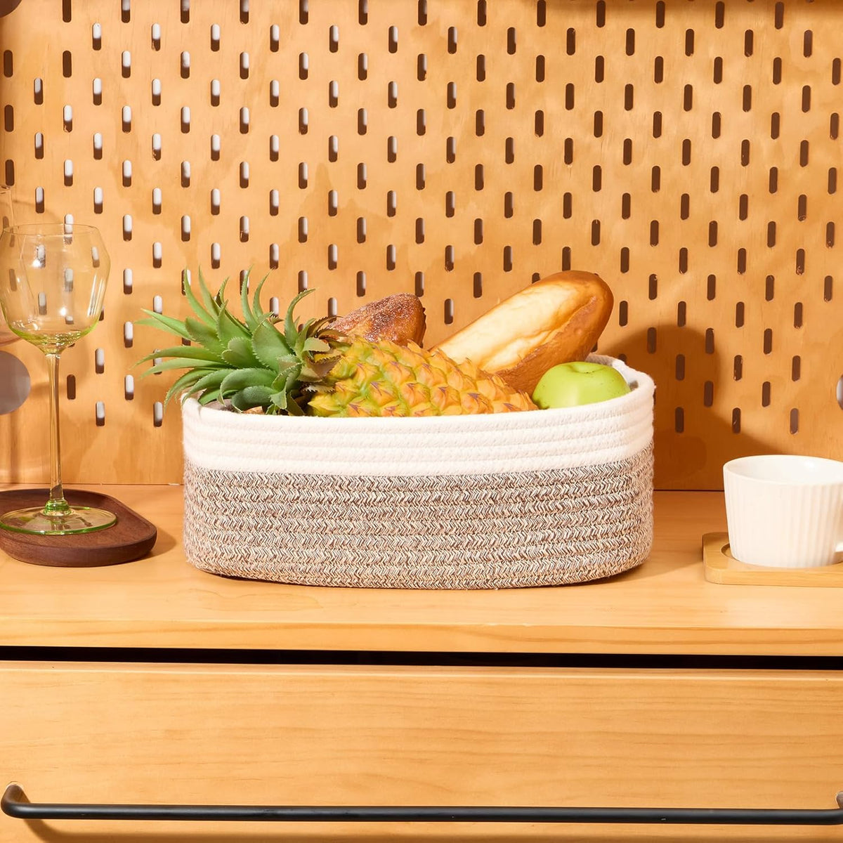 Small Storage Baskets for Organizing | Closet Organizer Bins | Shelf Toy Basket | Woven Rope