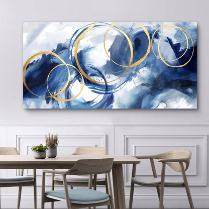 AJAZIKO Abstract Wall Art Blue Modern Art Wall Decor Artwork For Walls Living Room Huge Wall Canvas