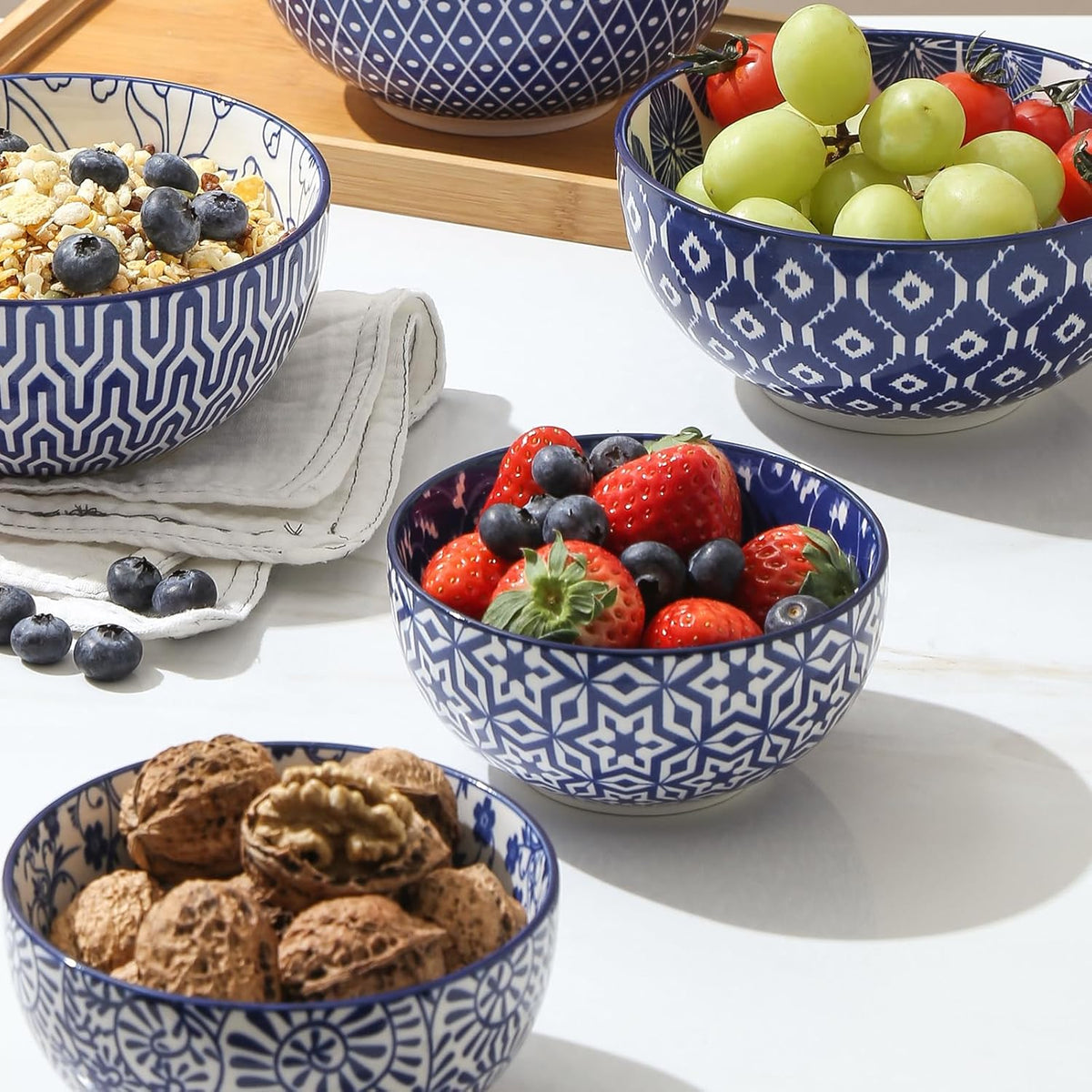 Selamica Ceramic 12 OZ Dessert Bowls Set, Ice Cream Bowls, 4.7 Inch Small Bowls for Snack, Side