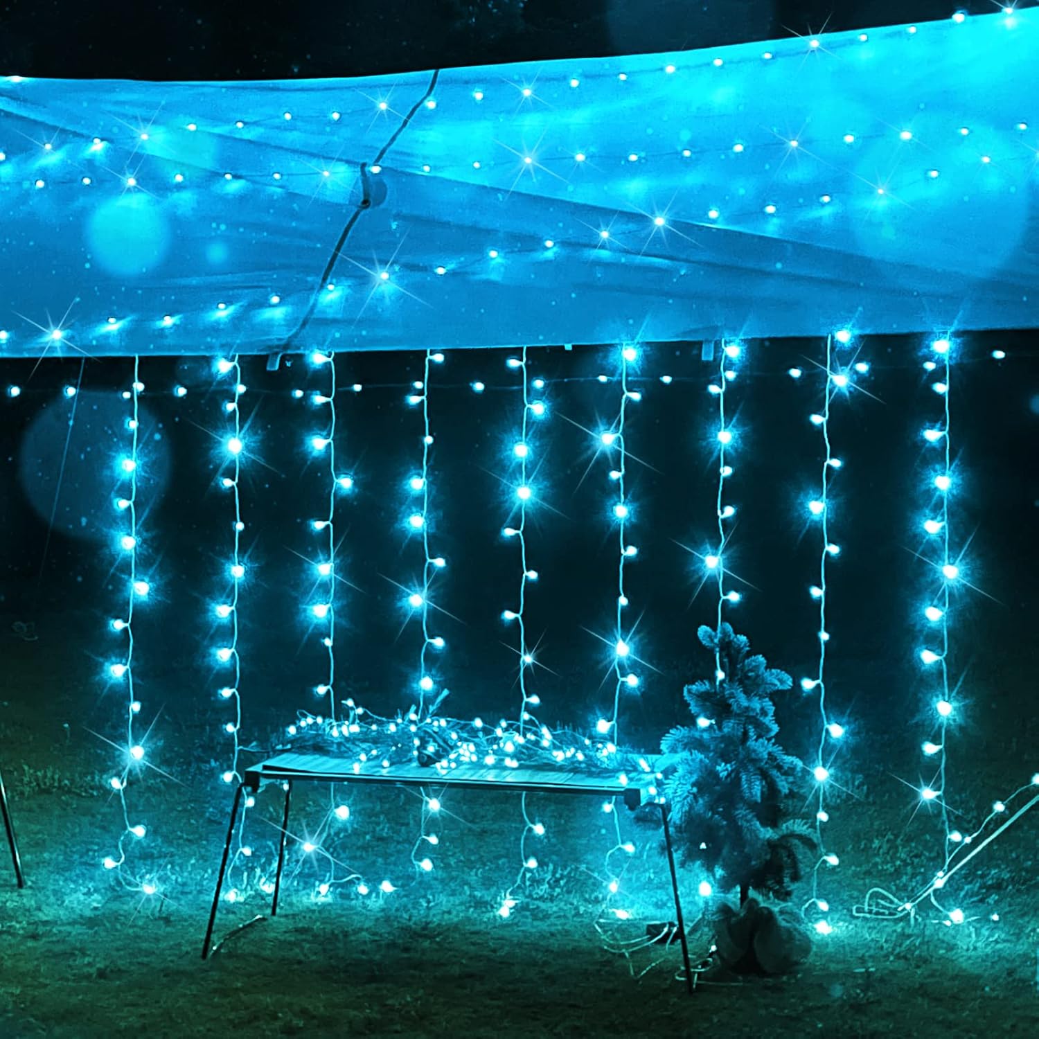 suddus Curtain Lights for Bedroom, 200 Led 6.5ft x 6.5ft Hanging String Lights Outdoor, Fairy