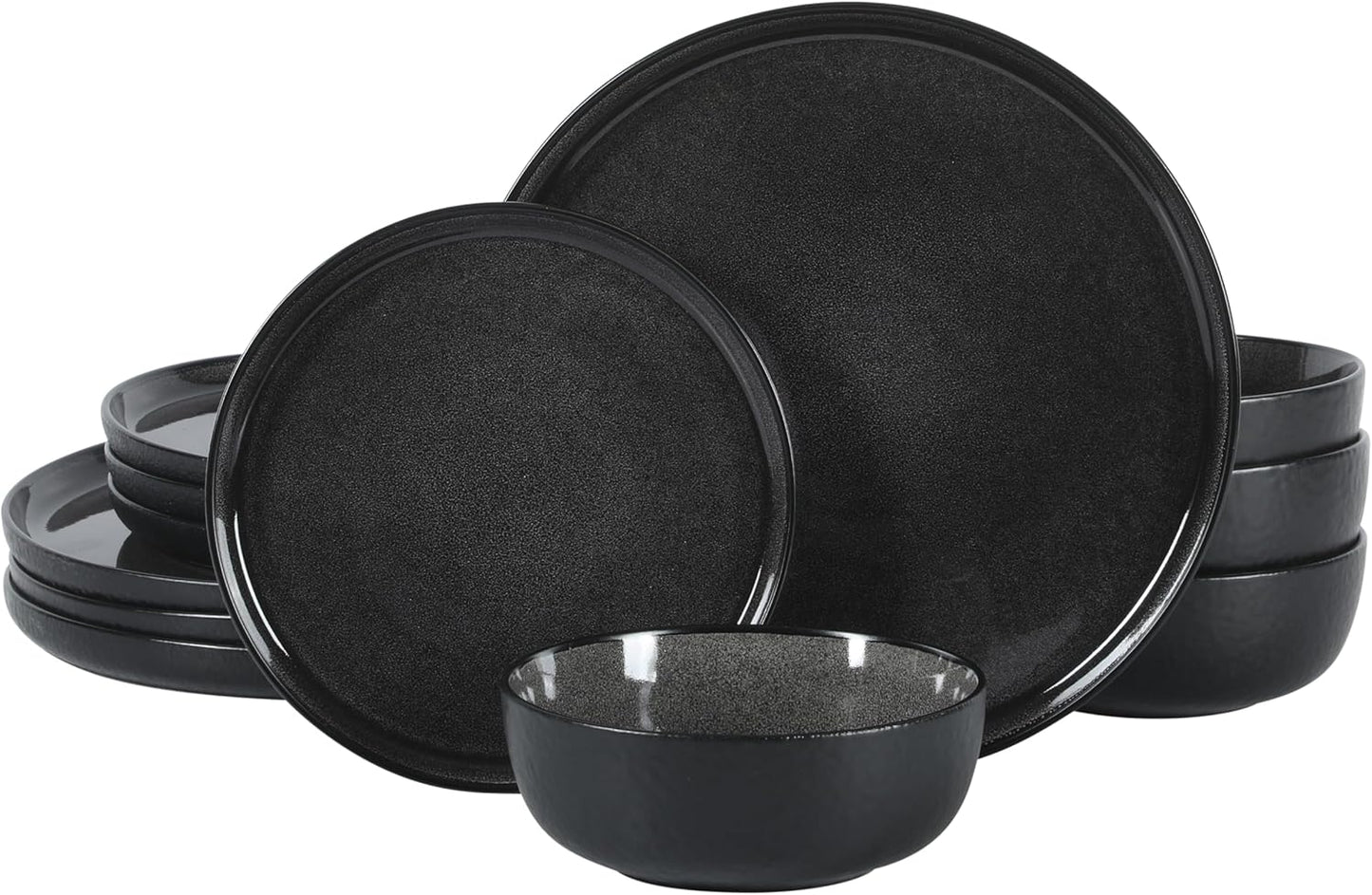 Gibson Elite Tahoe Sunset 12 Piece Stoneware Reactive Glaze (Service for 4) Ceramic Plates and