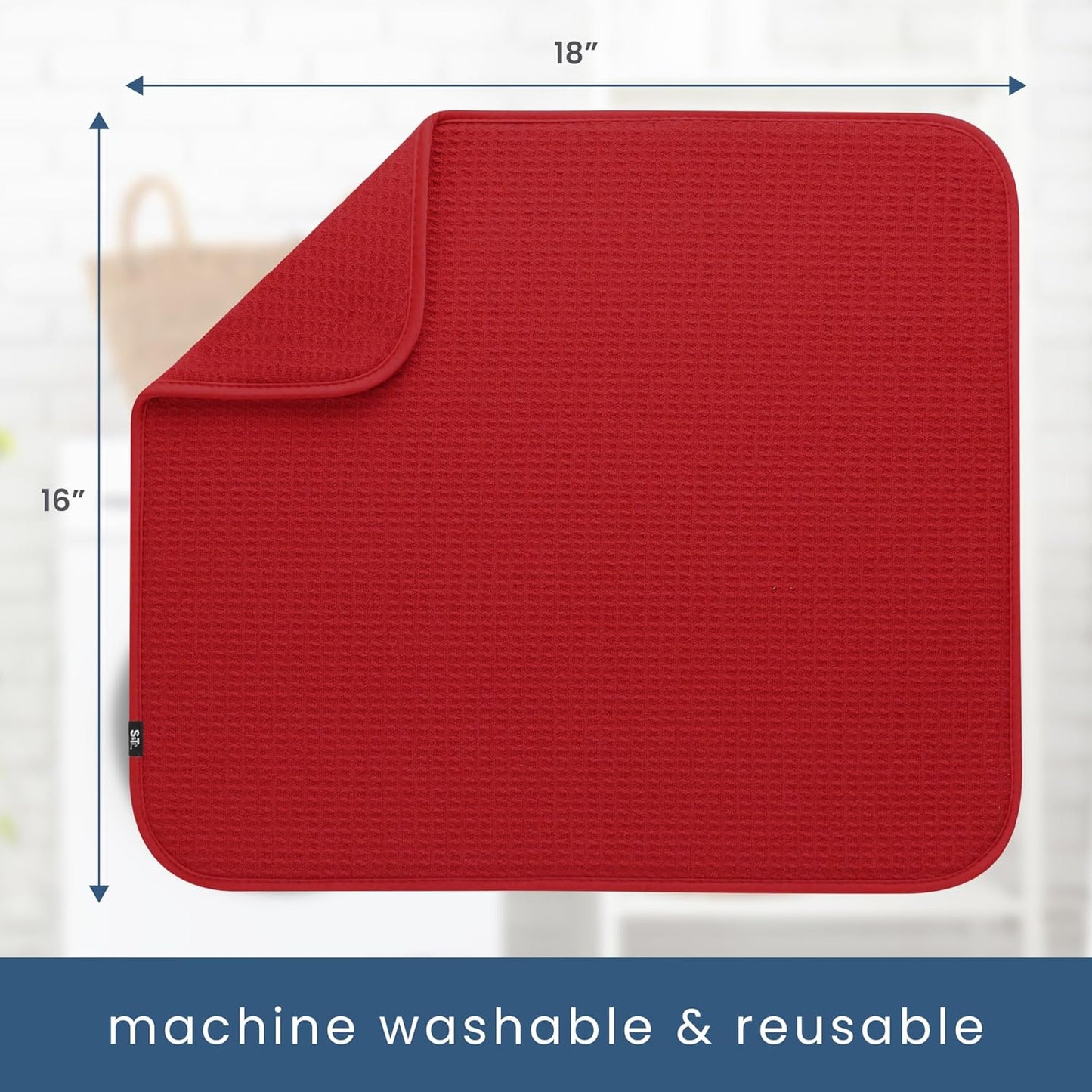 S&T INC. Dish Drying Mat, 16” x 18”, Absorbent Microfiber Kitchen Counter Mat, Dish Drying Pad for