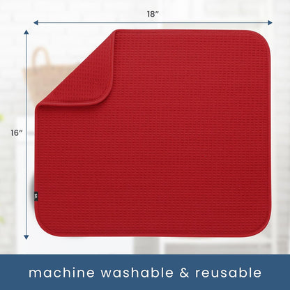 S&T INC. Dish Drying Mat, 16” x 18”, Absorbent Microfiber Kitchen Counter Mat, Dish Drying Pad for
