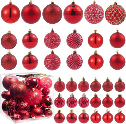 LANGXUN 36pcs Red Christmas Tree Decorations Balls, Bolas De Navidad, 2025 Christmas Decor, Indoor