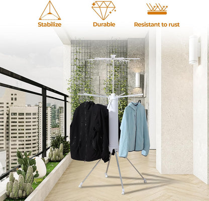 4-Legged Clothes Drying Rack Foldable,2 Tier Portable and Collapsible Space Saving Laundry Drying