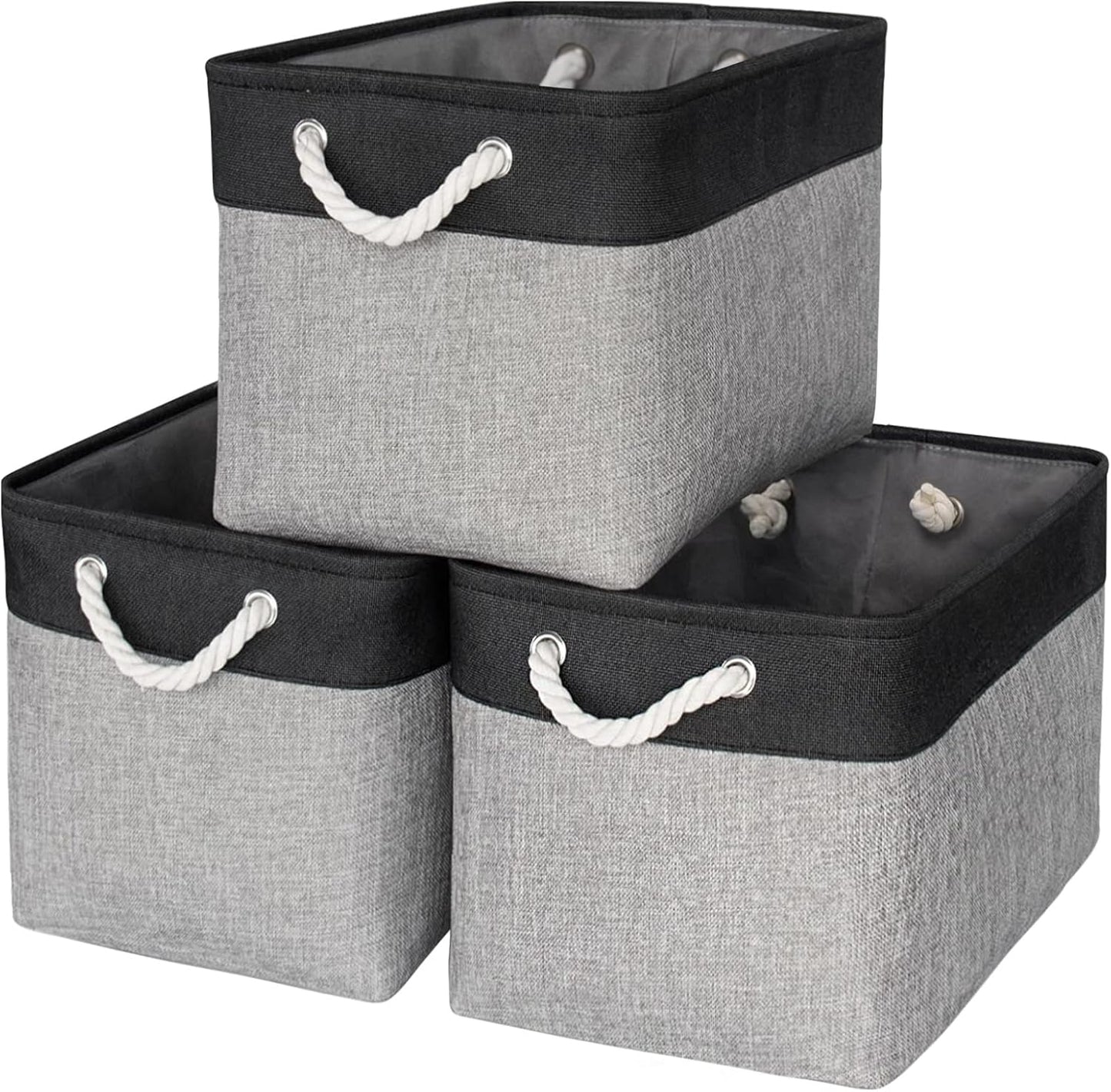 TheWarmHome Storage Basket for Organizing - 16x12x12 inch Cube Storage bin 3 Pack Fabric Storage