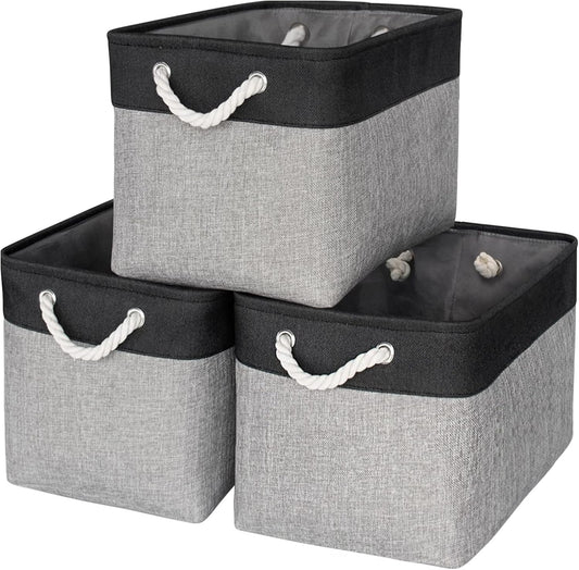 TheWarmHome Storage Basket for Organizing - 16x12x12 inch Cube Storage bin 3 Pack Fabric Storage