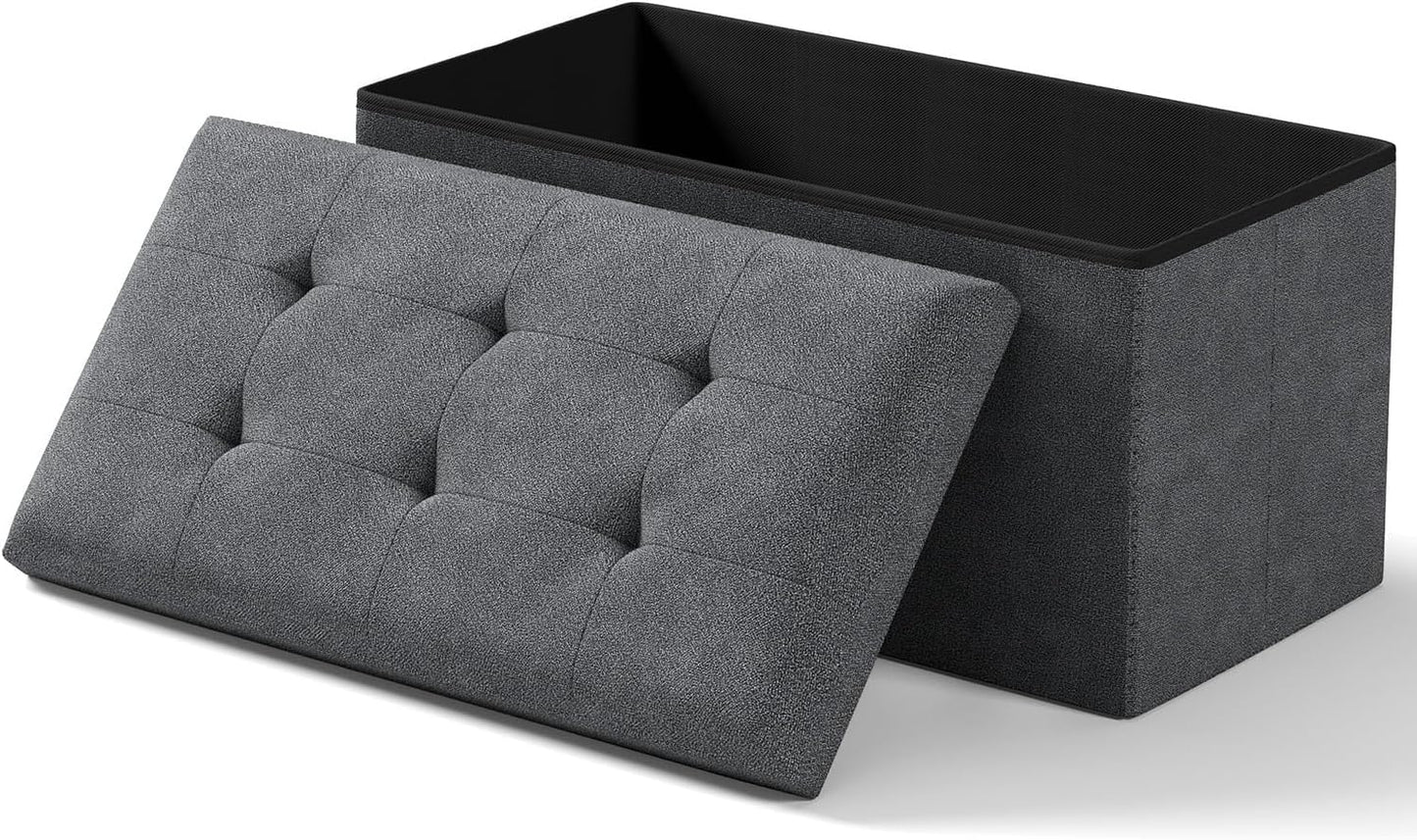 Storage Ottoman Bench, Folding Ottoman Foot Rest, 15 x 30 x 15 Inches, End of Bed Bench,Storage