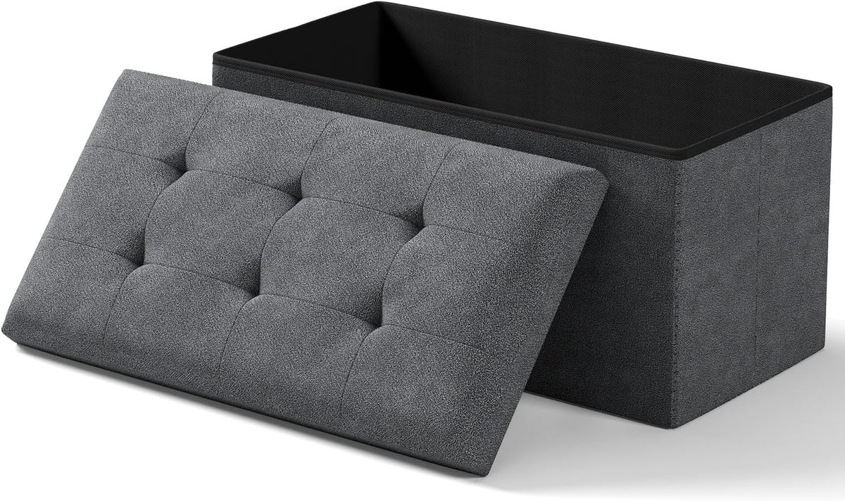 Storage Ottoman Bench, Folding Ottoman Foot Rest, 15 x 30 x 15 Inches, End of Bed Bench,Storage