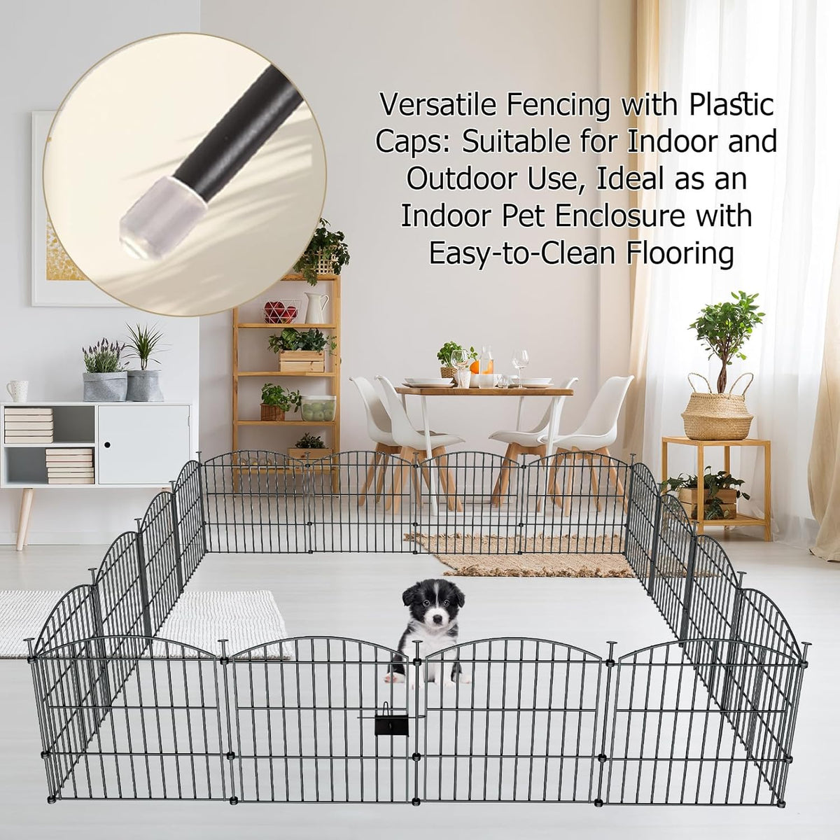 10 Panels Garden Fence Dog Fence Outdoor for Yard, 24in H x 20ft L Rustproof Metal Fencing with