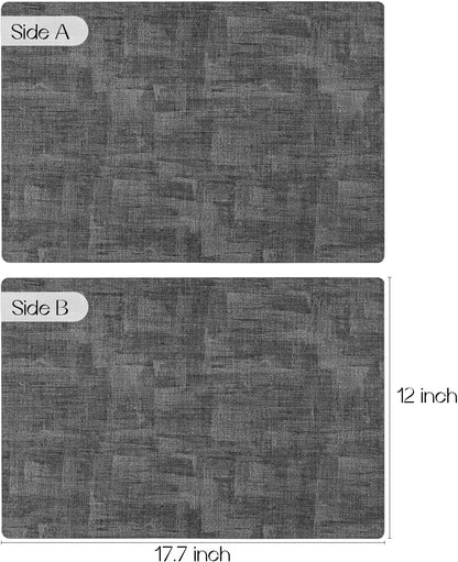 Romanstile Reversible Vinyl Placemats Set of 6, Faux Leather 100% Waterproof Oil-Proof Wipeable