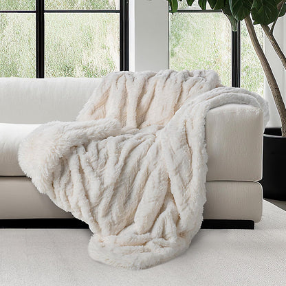 Mon Chateau Premium Reversible Queen Size Luxury Faux Fur Throw for Couch, Sofa, or Queen Size Bed