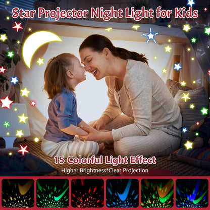 Star Projector Night Light for Kids, Baby Night Lights with Snowflake & Starry Theme, 360 Degree