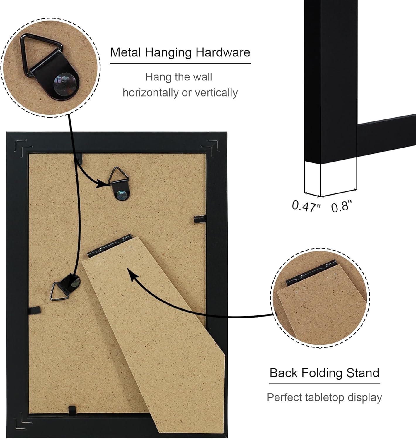 4x6 Picture Frame Set of 4, 4 x 6 Wood Photo Frames with Mat for 3.5x5, Wooden Frame with Real