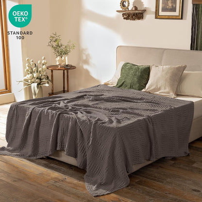 PHF Cooling Waffle Blanket King Size, Lightweight 60% Rayon Derived from Bamboo & 40% Cotton