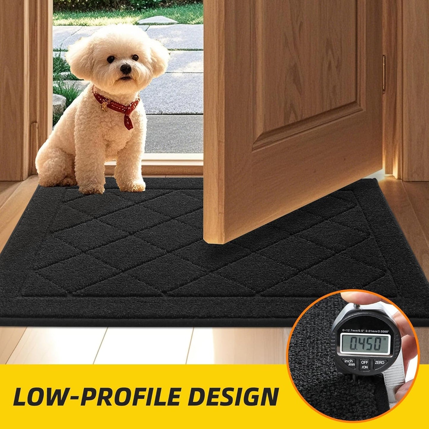 JSEI Dirt Trapper Door Mat 24"x36", Non-Slip Washable Entryway Mats, Dog Door Mat, Stain Resistant