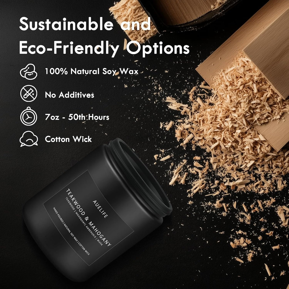 Teakwood & Mahogany Candle | Masculine Candles for Men, Gifts for Men - Soy Candle for Home Scented