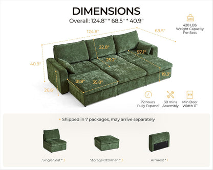 Oversized Modular Sofa Comfy Cloud Couch with Storage, Extra Deep Plush Sectional Sofa Set for