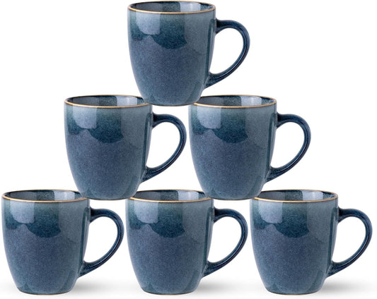 GBHOME Ceramic Coffee Mugs Set of 6, 12oz Stoneware Coffee Mugs Set For Dad Mom Women MEN, Light