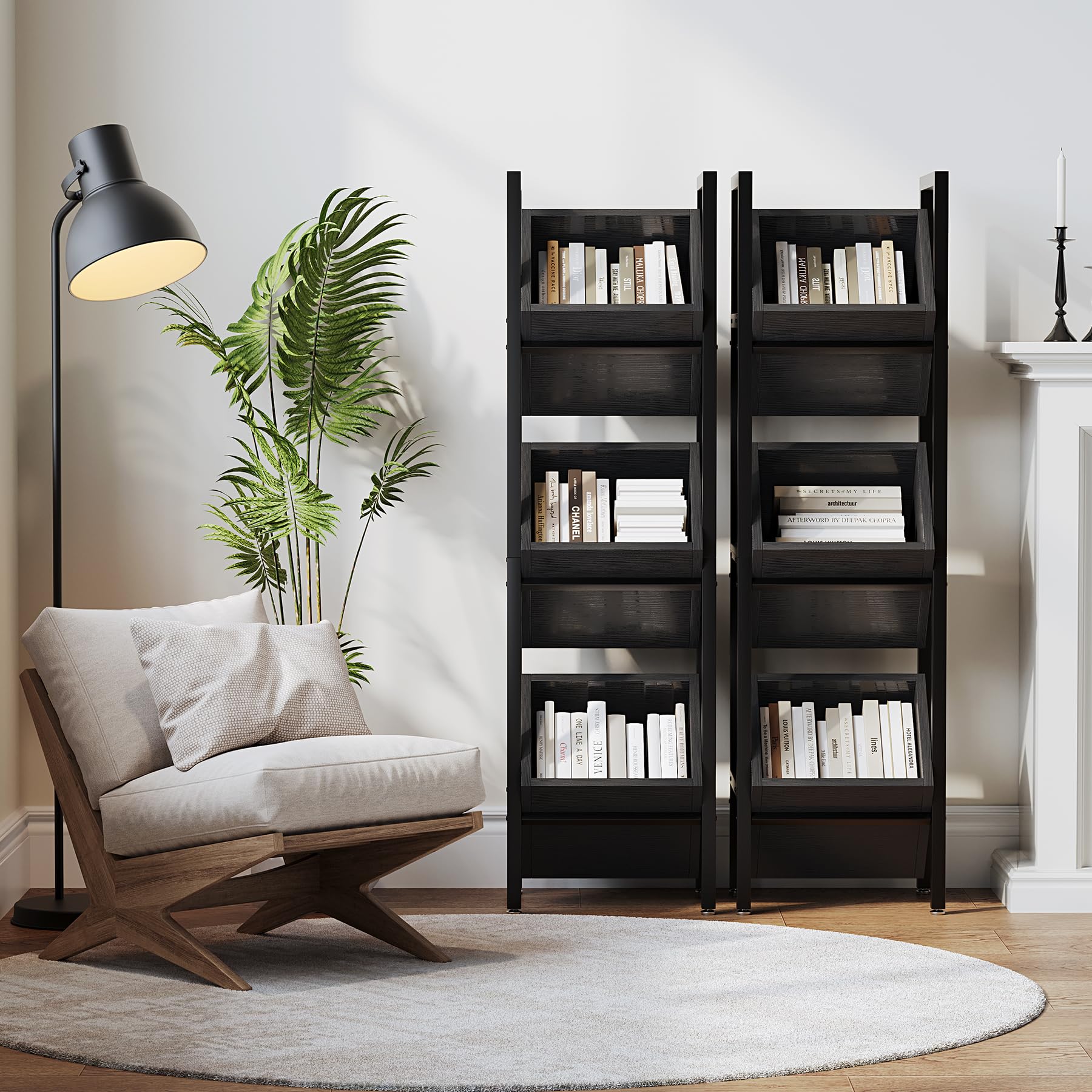 LITTLE TREE 3-Tier Basket Stand, Wooden Floor Stand Shelving Unit, Rustic Standing Organizer