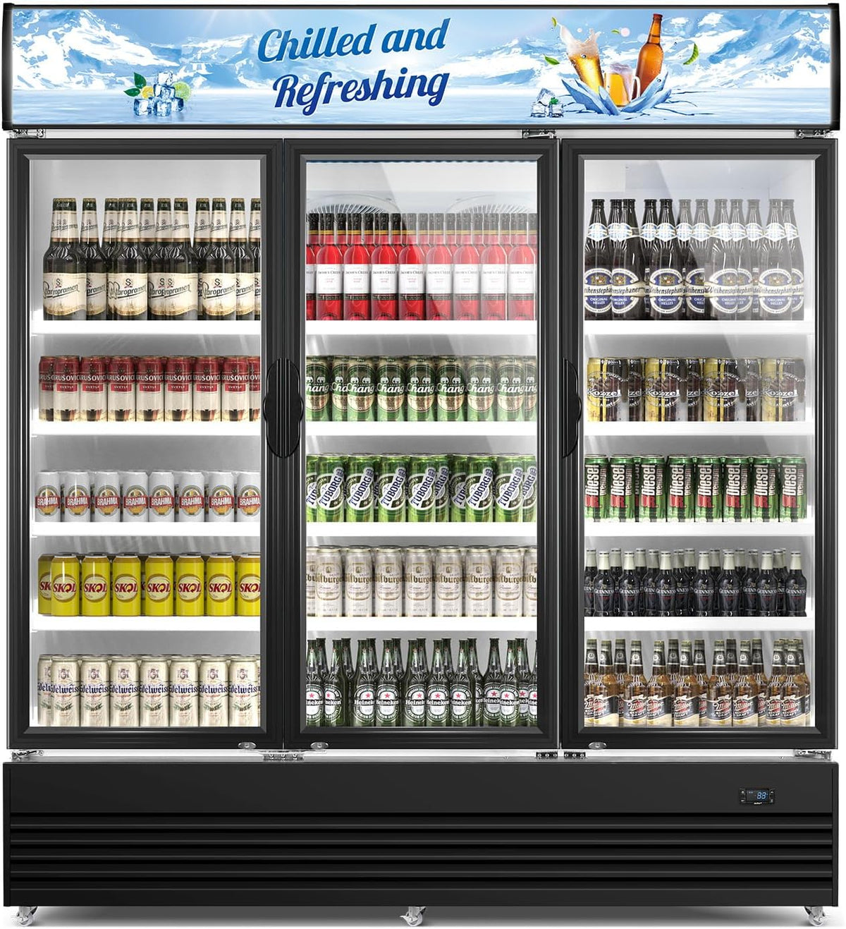 Tylza Commercial Refrigerator, Three Glass Door Display Beverage Fridge, 59.06 Cu Ft Upright