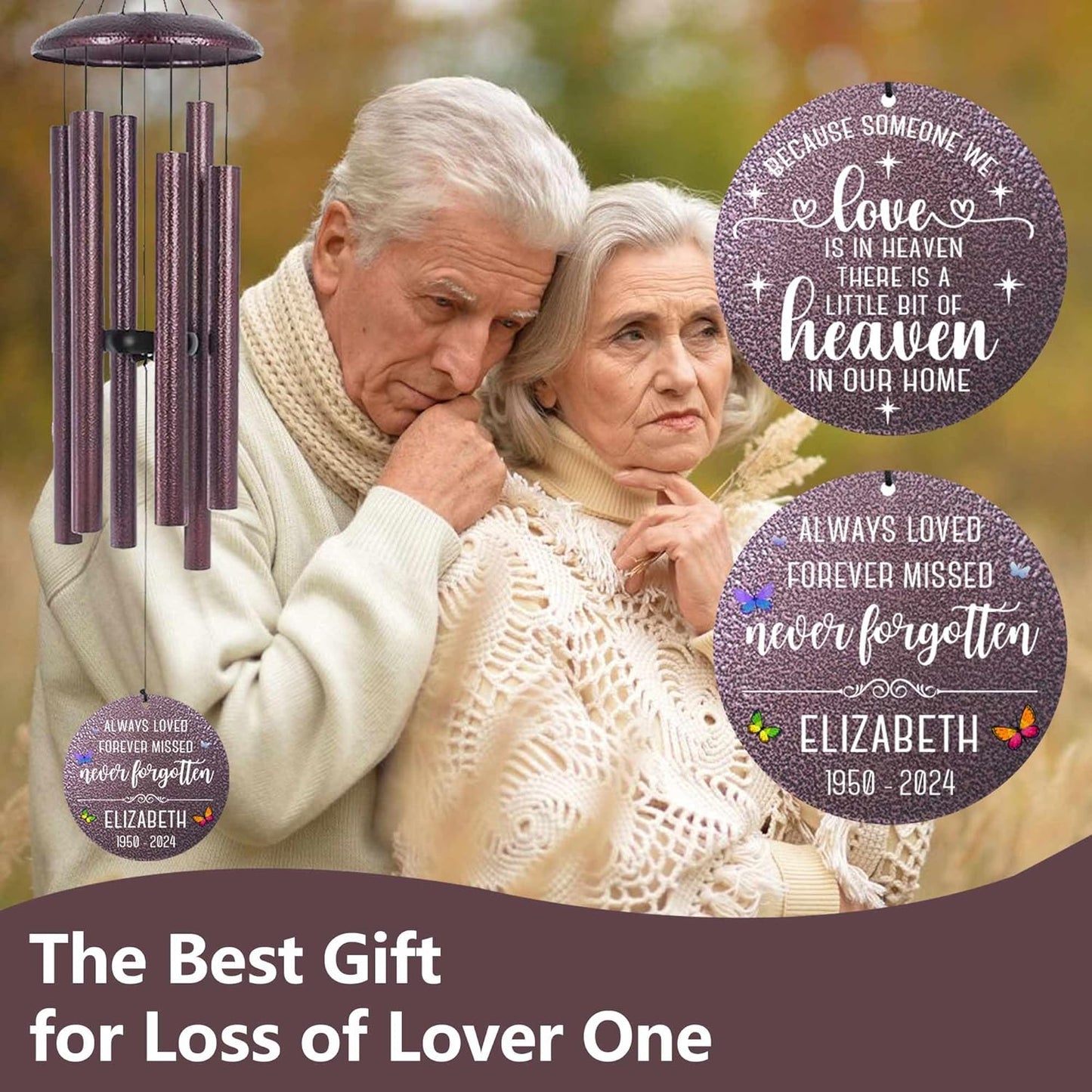 ASTARIN 36" Large Deep Tone Personalized Sympathy Wind Chimes, Memorial Wind Chime for Loss of