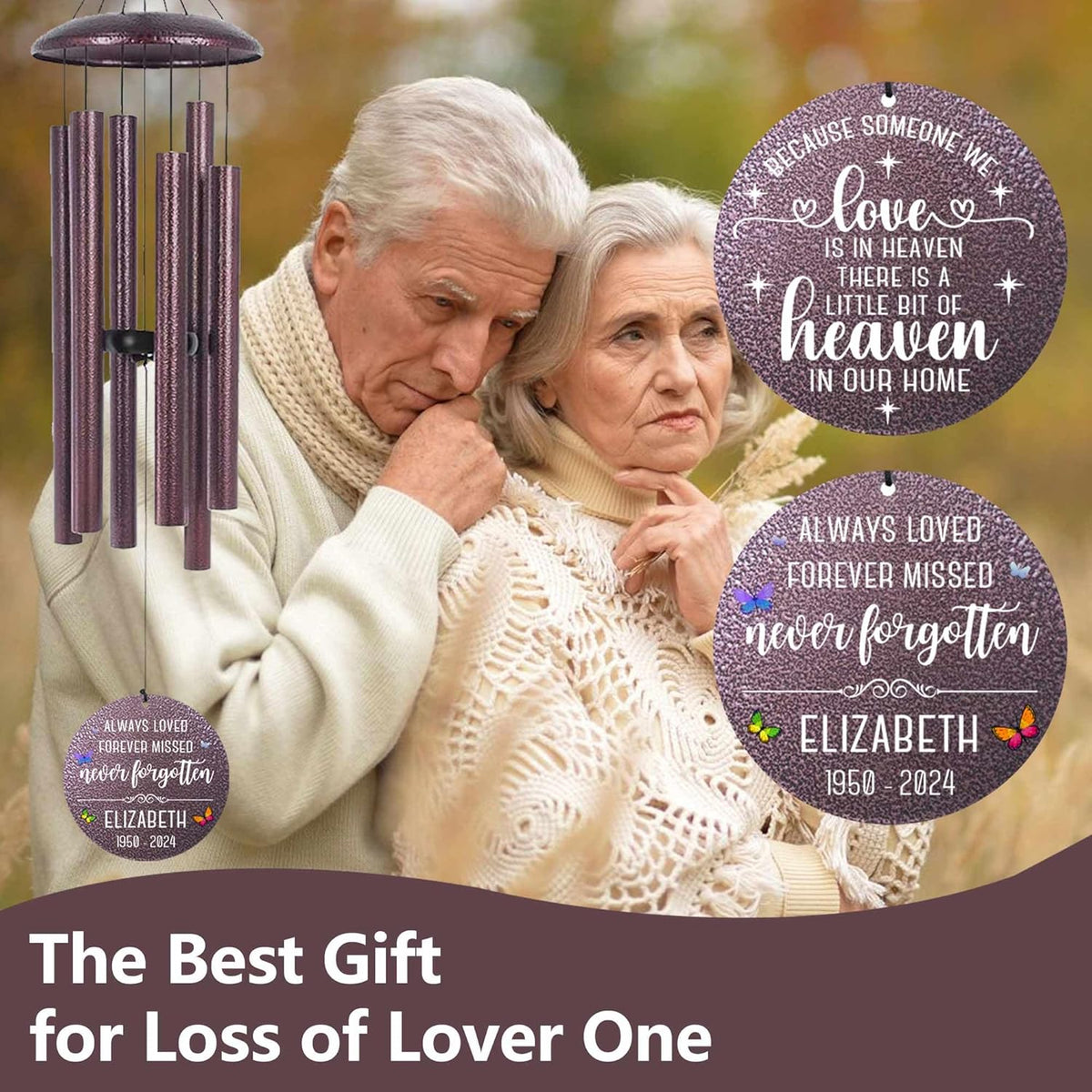 ASTARIN 36" Large Deep Tone Personalized Sympathy Wind Chimes, Memorial Wind Chime for Loss of