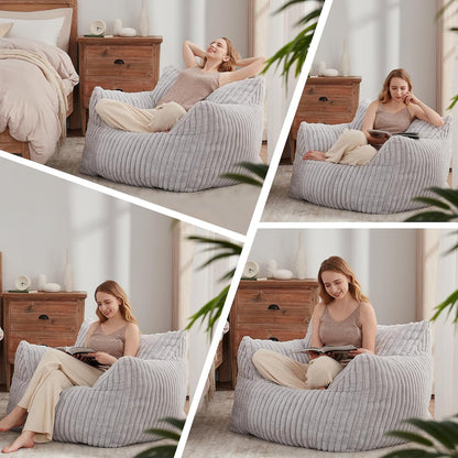 Giant Bean Bag Chairs for Adults Teens, Large Bean Bag Sofa Chairs with Filling Comfy Fuzzy BeanBag