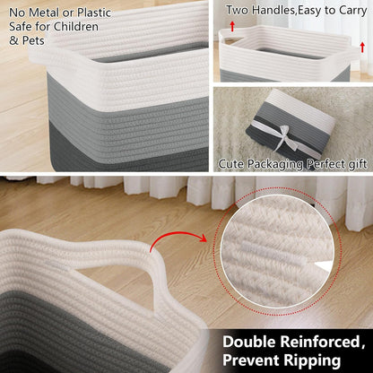 OIAHOMY Storage Basket, Woven Baskets for Storage, Cotton Rope Basket for toys,Towel Baskets for