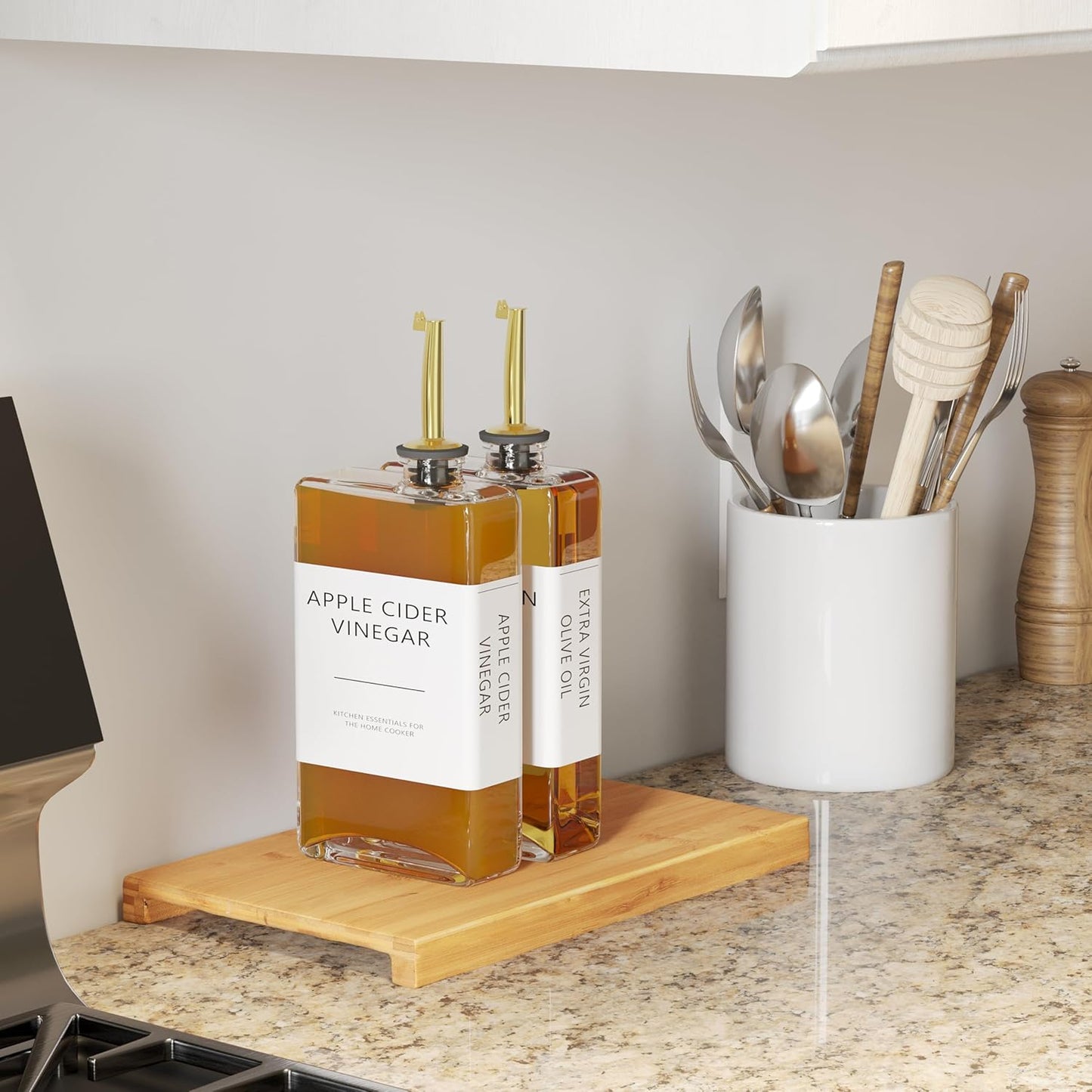 Kitchen Cooking Oil Dispenser Set, Olive Oil & Vinegar Bottles, Soy Sauce Dispenser - 4 Pieces