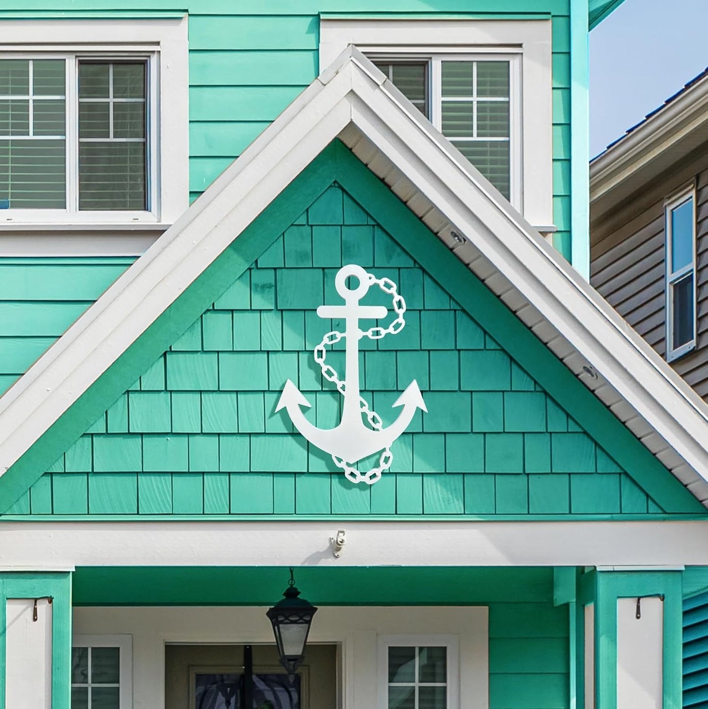 Outdoor Anchor Wall Decor, Nautical Beach House Sign, Weatherproof PVC Anchor with Chain, Ocean