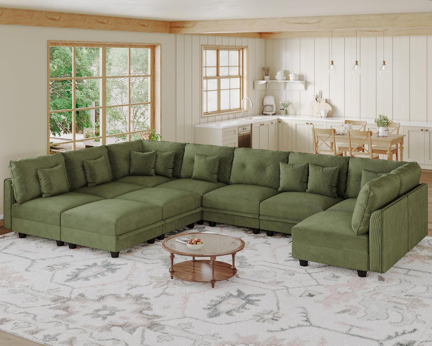 LLappuil Modular Sectional Sofa with Storage Seats, Corduroy Convertible Modular U Shaped Sectional
