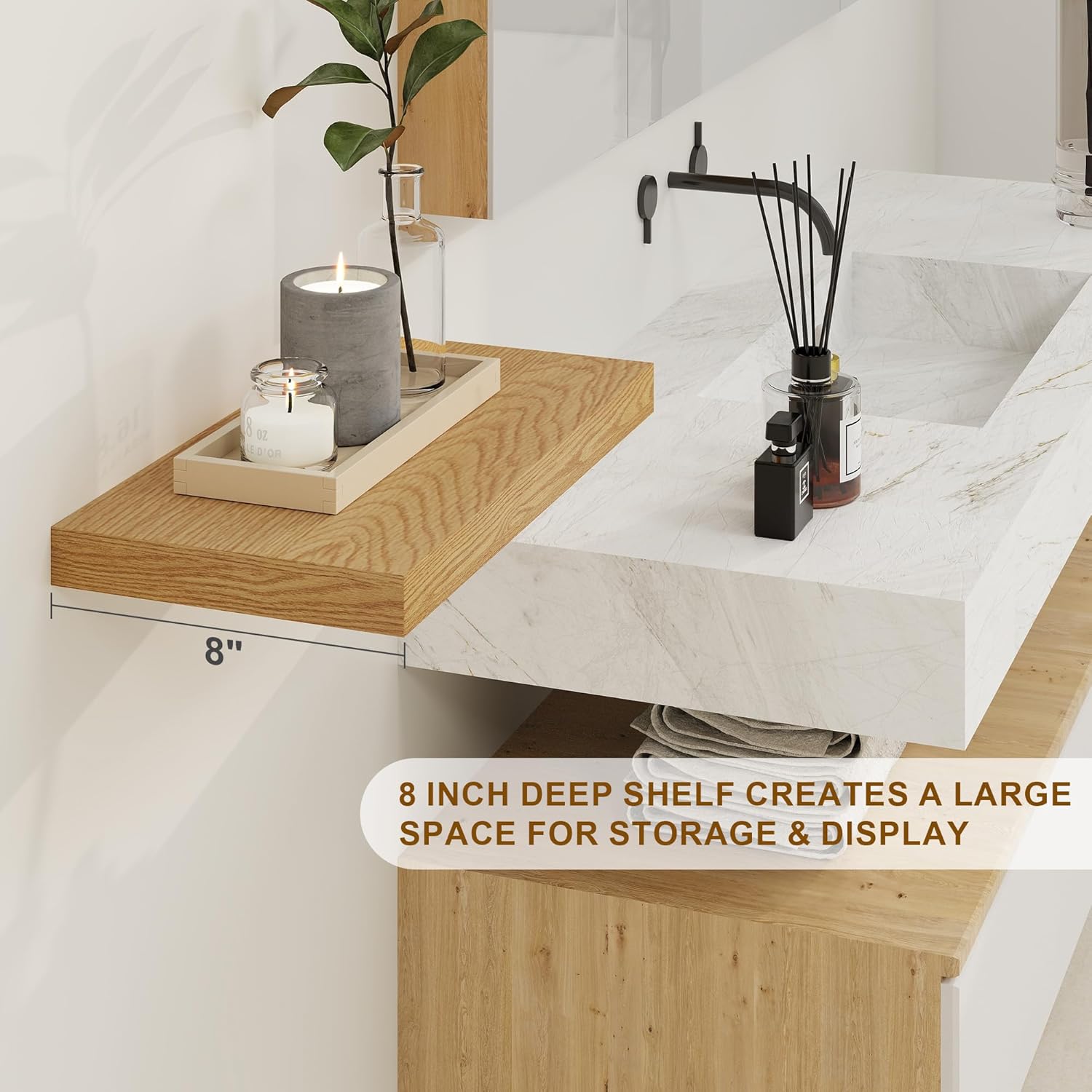 Fun Memories Floating Shelves for Wall, 8 Inch Deep Floating Wall Shelf, 16" x 8" Floating Shelves