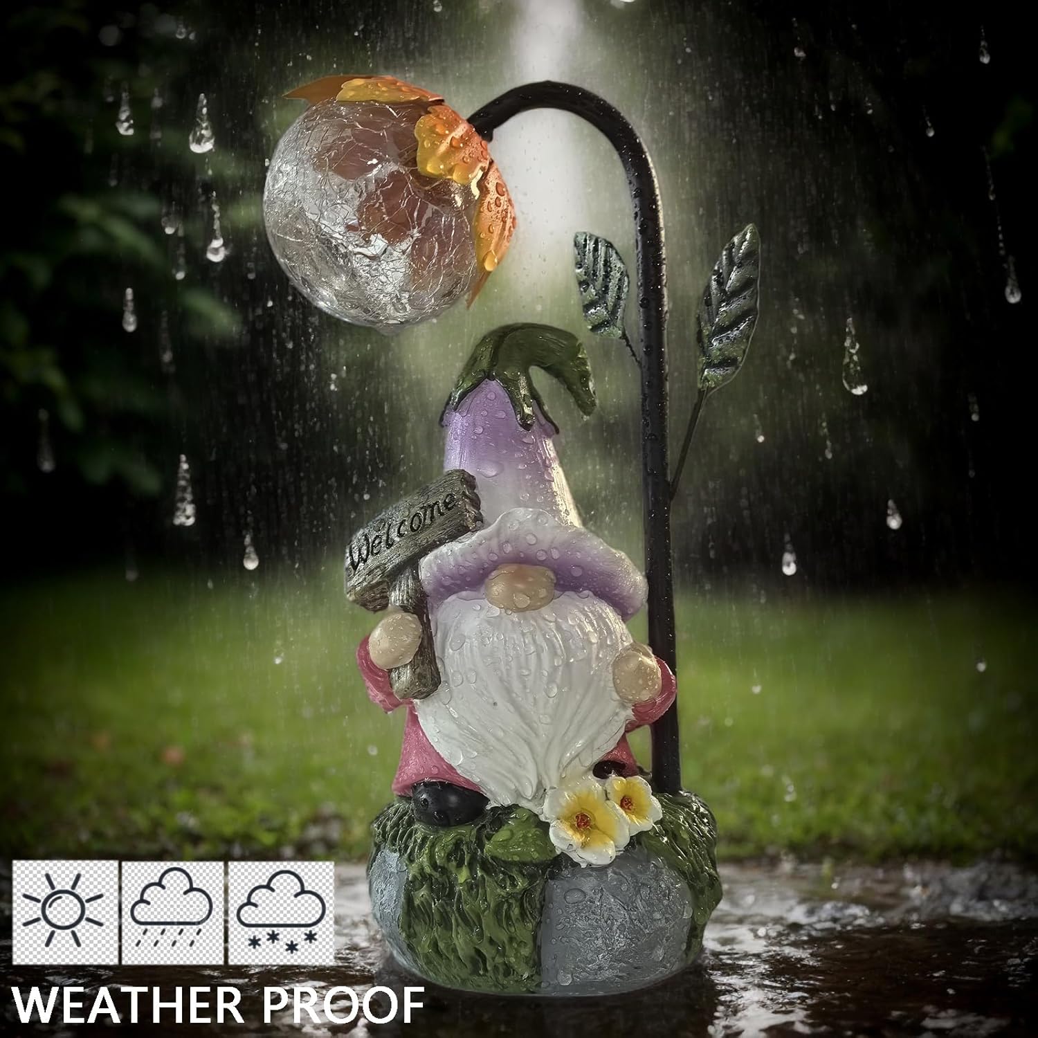 Garden Gnomes Outdoor Statue with Solar Lights Welcome Gnome Home Garden Decor Mom Gifts for Yard
