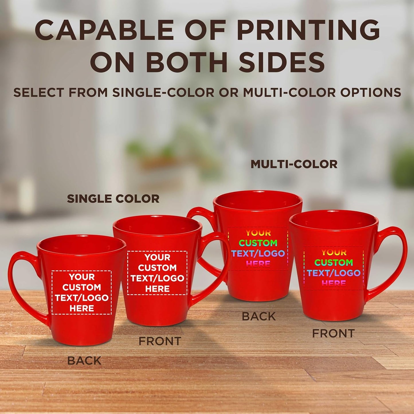 DISCOUNT PROMOS Custom Glossy Ceramic Latte Coffee Mug 12 oz. Set of 100, Personalized Bulk Pack