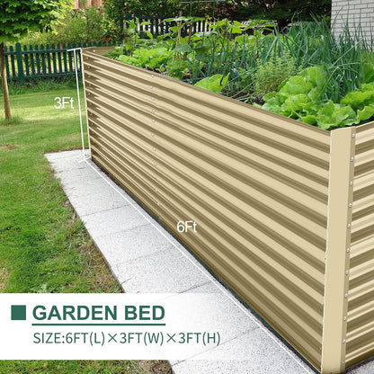 Land Guard 6x3x3ft Rectangular Galvanized Raised Garden Beds, Large-Capacity Metal Planter Box