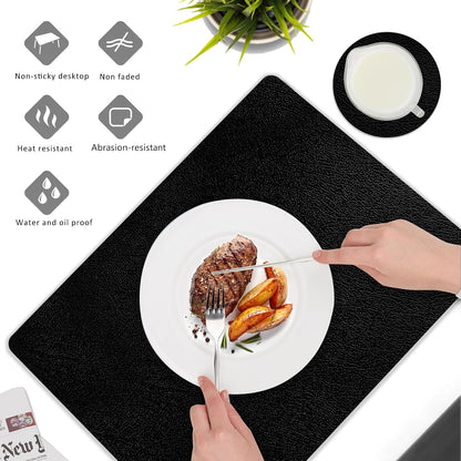 Faux Leather Placemats and Coasters Set of 6, Waterproof, Oil-Proof Wipeable, PVC Leather Place
