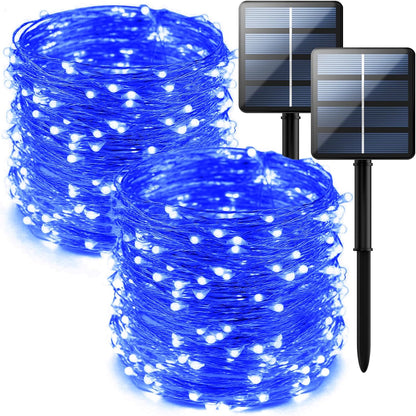2-Pack 200 LED Solar Fairy Lights Outdoor, Upgraded Oversize Lamp Beads & Super Bright Solar String