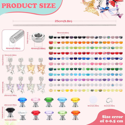380pcs Beaded Garden Stake, DIY Butterfly Fairy Wand Garden Stake Kit with 10IN Threaded Rod