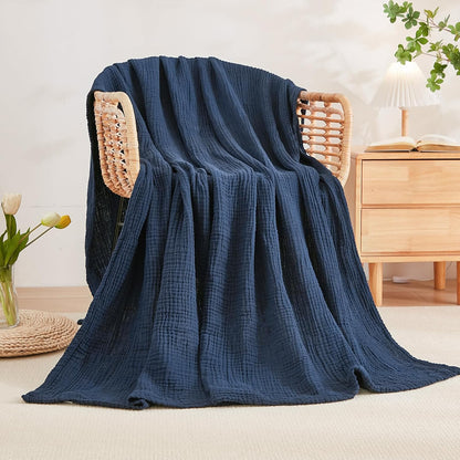 EMME Cotton Blanket Twin XL for Bed Soft Muslin Blankets 66"x90" Lightweight Breathable Layering
