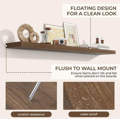 RICHFOCUS 72Inch Floating Shelves for Wall 1 Pack Shelves for Bedroom|Kitchen|Bathroom Wall Mounted