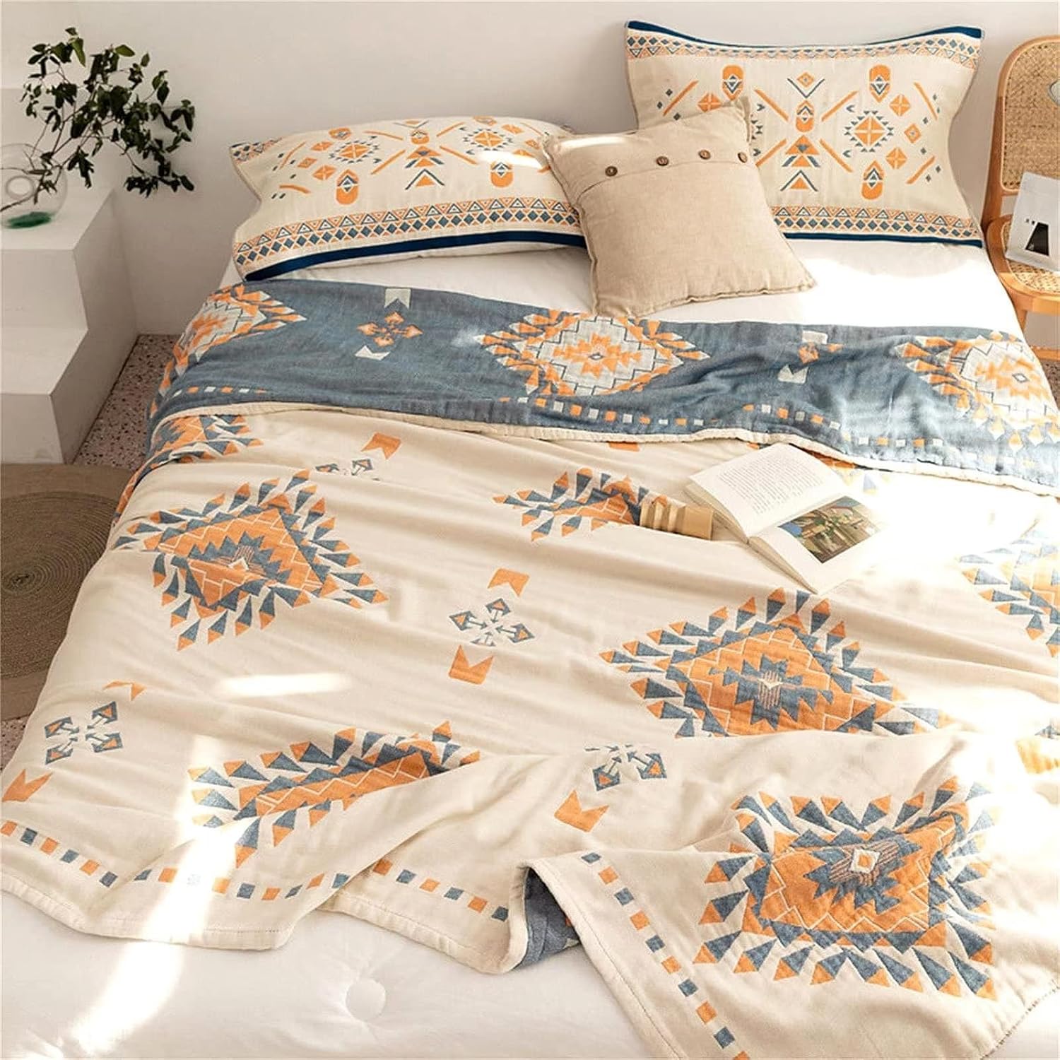 Spring Blankets Cotton Throw Blanket 60''x 80'' Muslin Blanket for Couch Bed Chair,Cozy Soft Bed