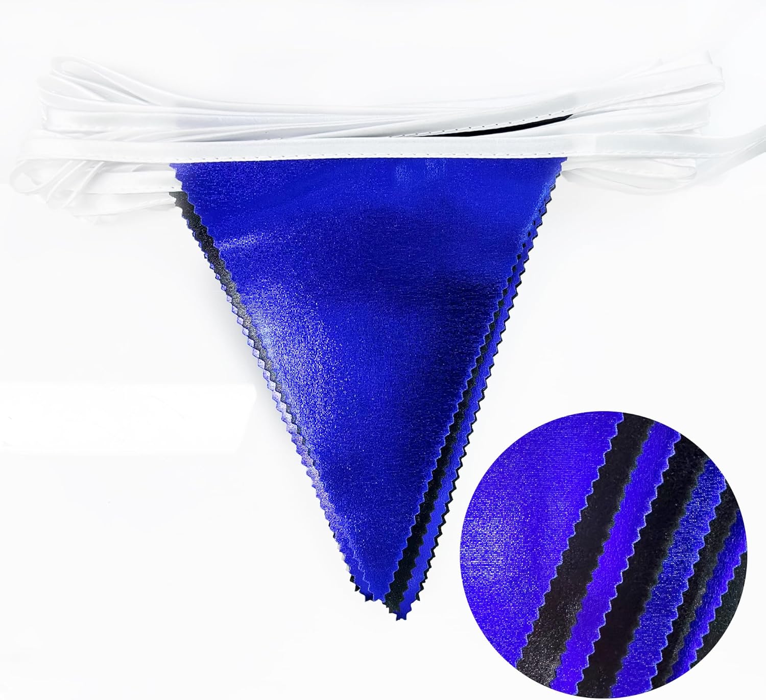 Royal Blue Black Party Decorations Navy Black Metallic Fabric Triangle Pennant Banner Flag Bunting