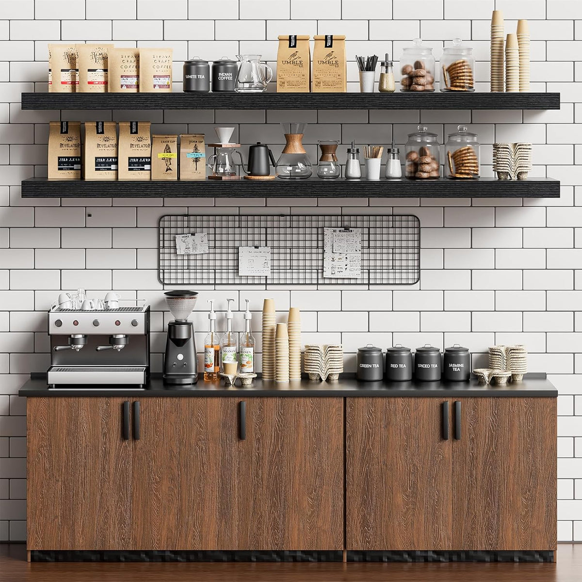 Heimlove 55 Inch Long Floating Shelves for Wall,9.3" Deep Black Floating Shelf Set of 2,Large
