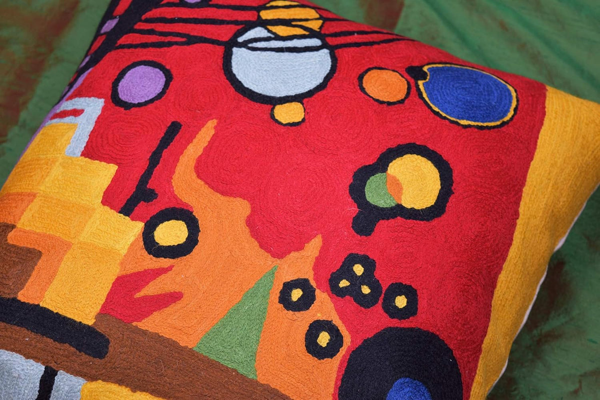 Kandinsky Contemporary Throw Pillow Cover - Heavy Red Space Modern Cushion | Abstract Throw Pillows